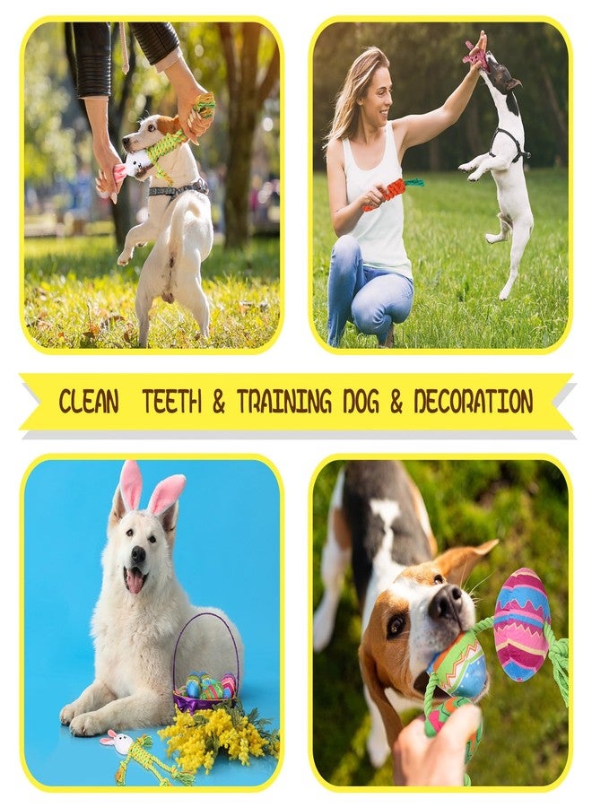 مجموعة ألعاب SilTriangle المكونة من 12 قطعة لعيد الفصح للكلاب، تتضمن بيض عيد الفصح القطيفة على شكل أرنب، وألعاب محشوة للجراء، وألعاب مضغ تفاعلية متينة للجراء لتدريب الكلاب وتنظيف أسنانها. - Image 5